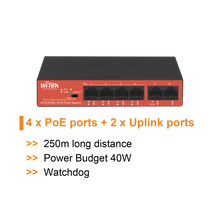 Load image into Gallery viewer, WI-TEK ECONOMIC 4 PORTS POE SWITCH
