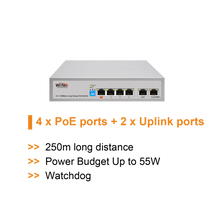Load image into Gallery viewer, WI-TEK ECONOMIC 4 PORTS POE SWITCH
