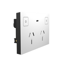 Load image into Gallery viewer, Konec Double Socket Power Point Glass White