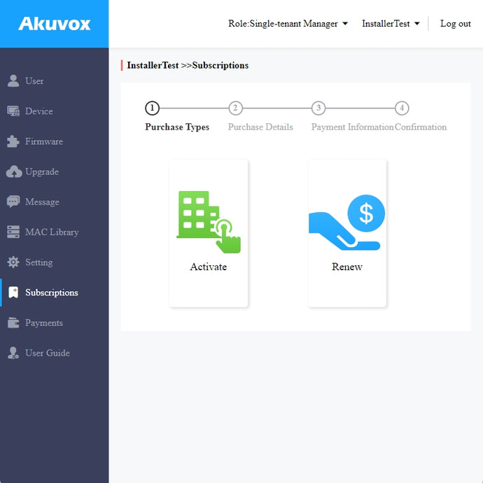 How installers pay fees on Akuvox cloud platform