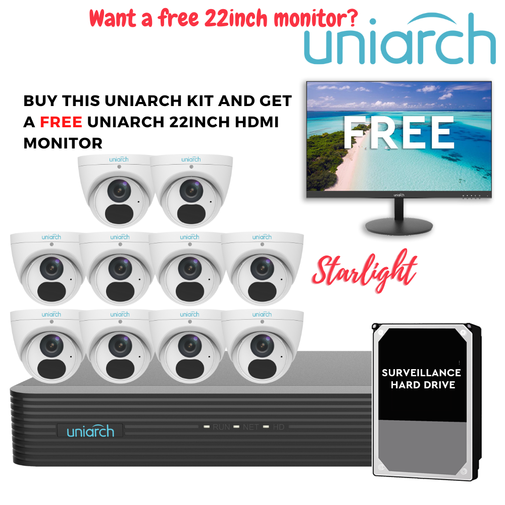 8MP UNIARCH 16CH KIT WITH FREE 22INCH MONITOR