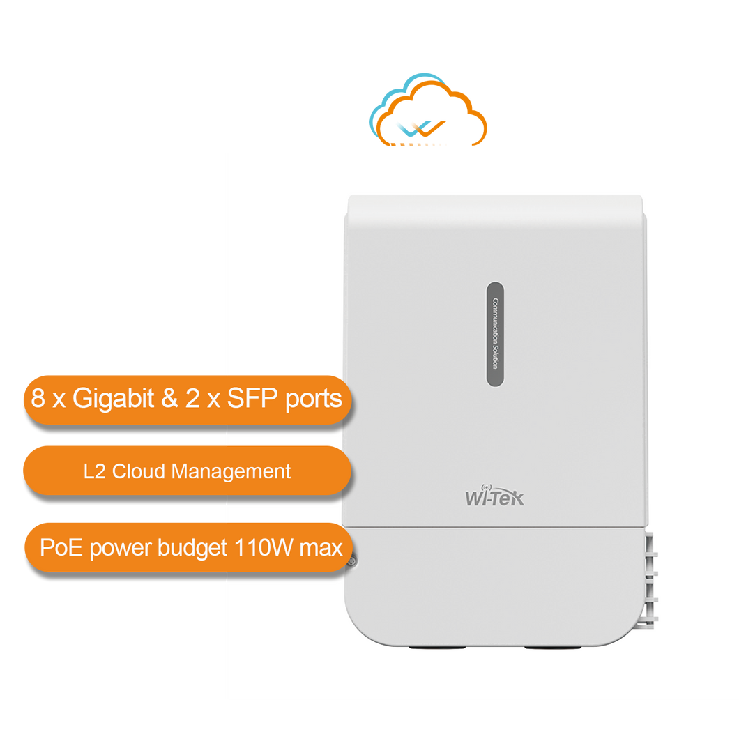 WI-TEK OUTDOOR GIGABIT 8 PORTS CLOUD POE SWITCH