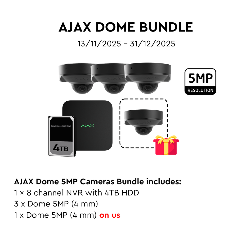 AJAX 8CH NVR 4MM 5MP Dome Black Kit