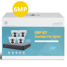 Load image into Gallery viewer, UNIARCH 4CH KIT WITH 4 X 6MP STARLIGHT TURRET (IN A KIT BOX)
