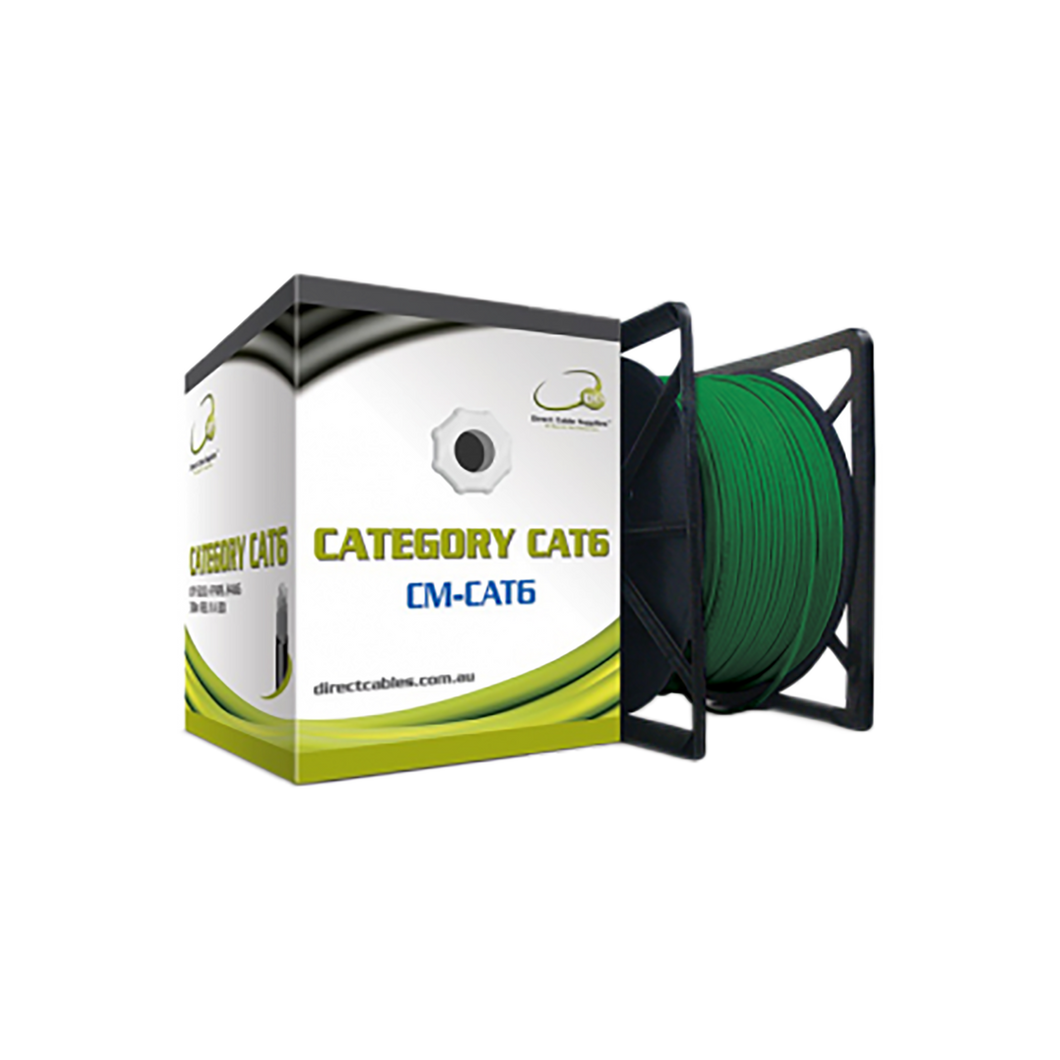 CAT6 FOUR 23AWG TWISTED SOLID COPPER PAIRS-305M PULL BOX (GREEN)