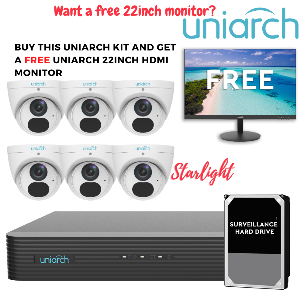 6MP UNIARCH 8CH KIT WITH FREE 22INCH MONITOR