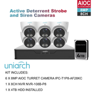 UNIARCH 8MP 8CH AIOC WITH 6*AIOC CAMERAS