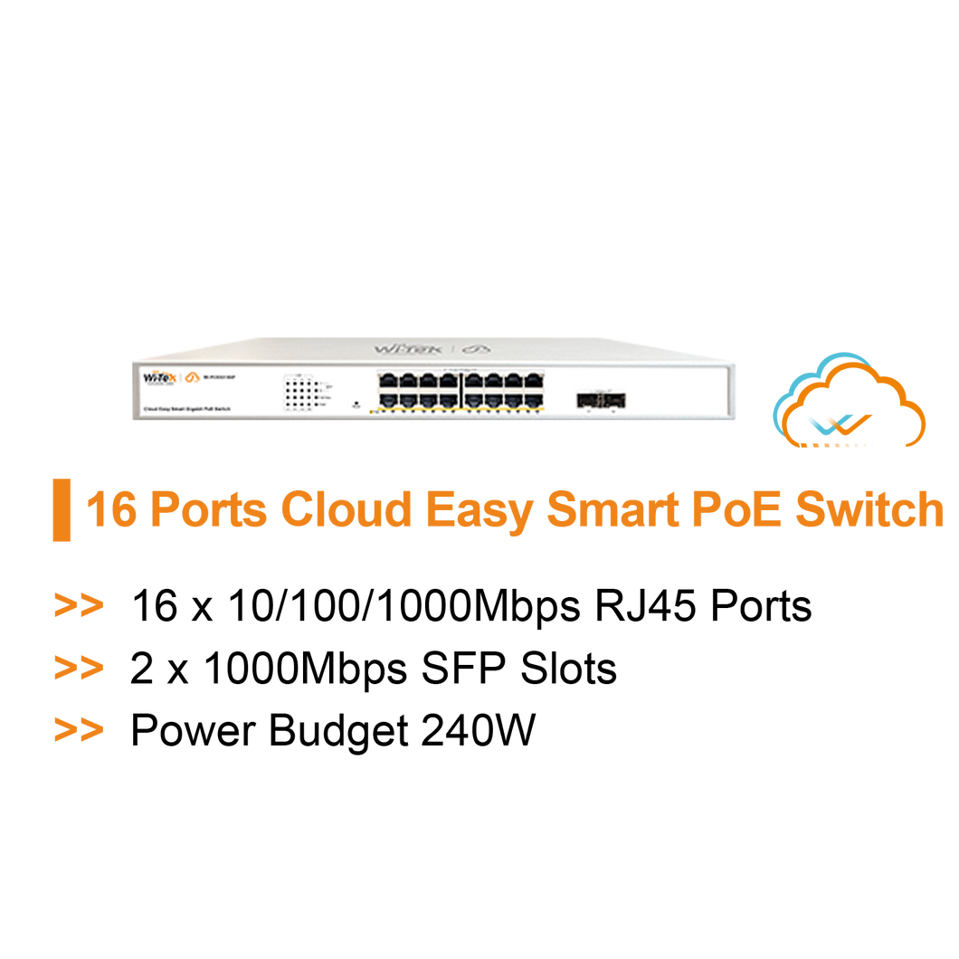 WI-TEK CLOUD EASY SMART 16 PORTS POE SWITCH