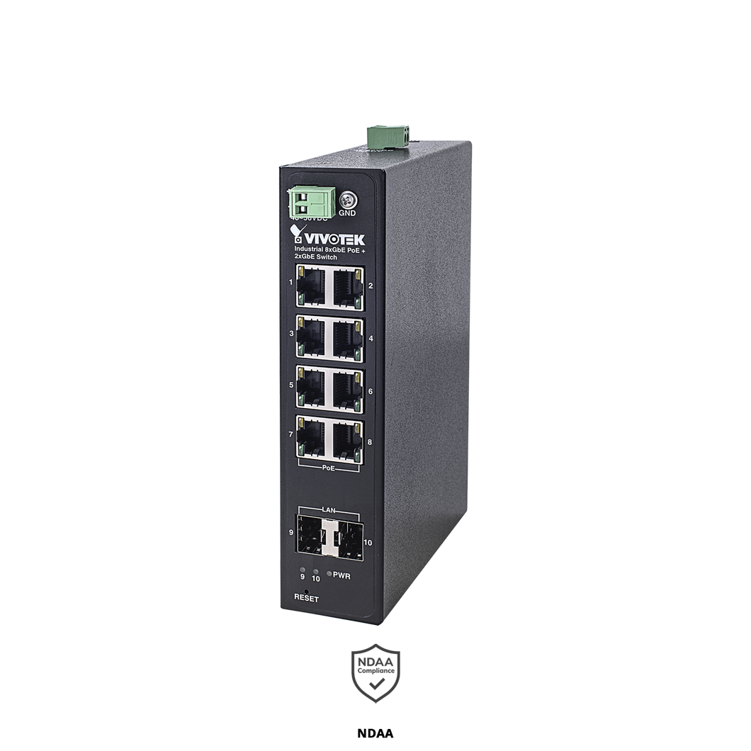 VIVOTEK INDUSTRIAL 8-PORT POE SWITCH