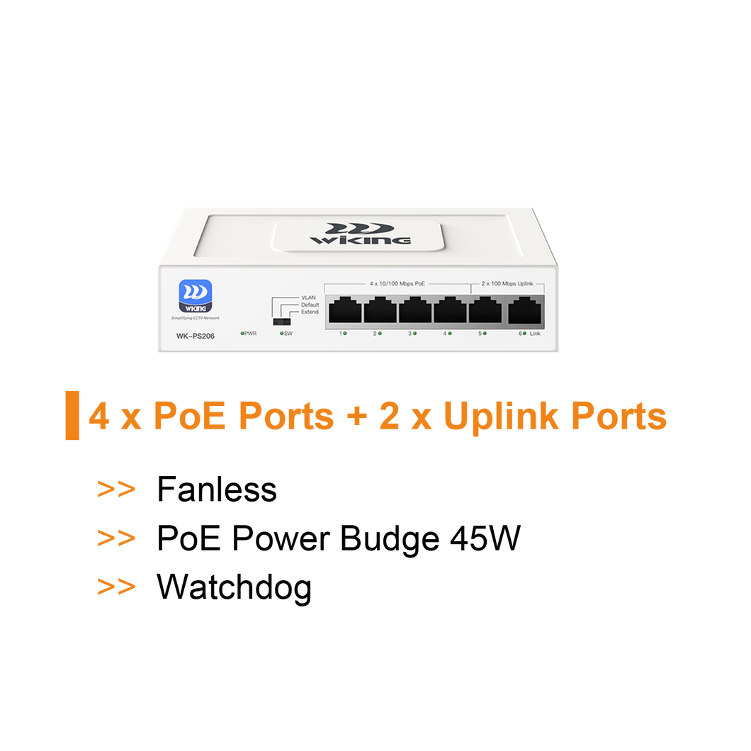 WI-TEK WIKING 4 PORTS POE SWITCH