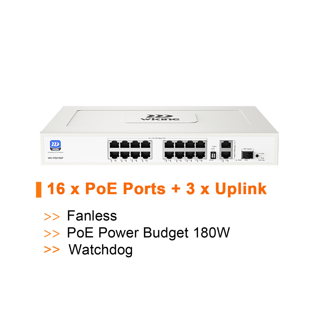 WI-TEK WIKING 16 PORTS POE SWITCH