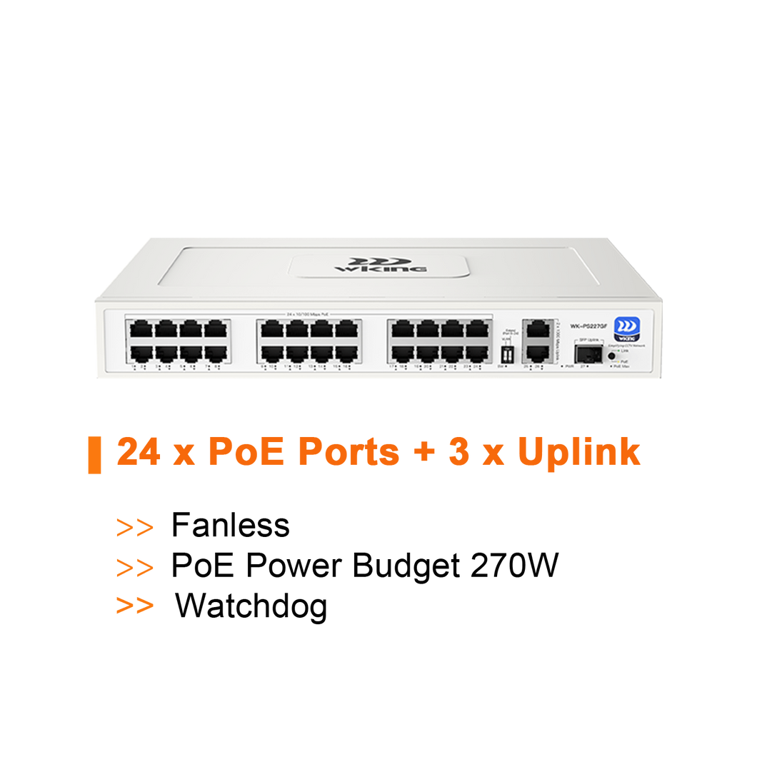 WI-TEK WIKING 24 PORTS POE SWITCH