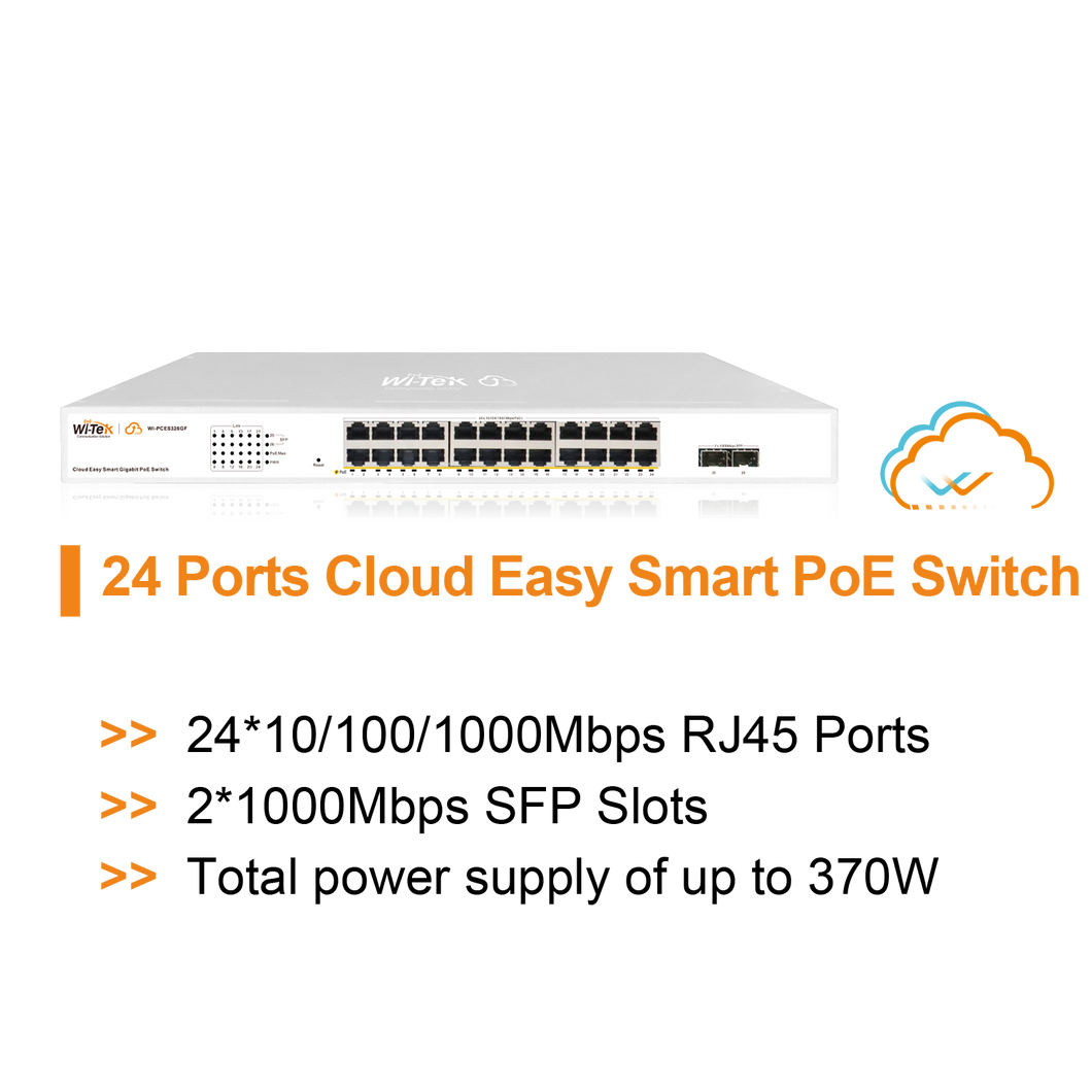 WI-TEK GIGABIT 24 PORTS CLOUD POE SWITCH