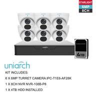UNIARCH 6MP 8CH KIT WITH 6*TURRET CAMERAS