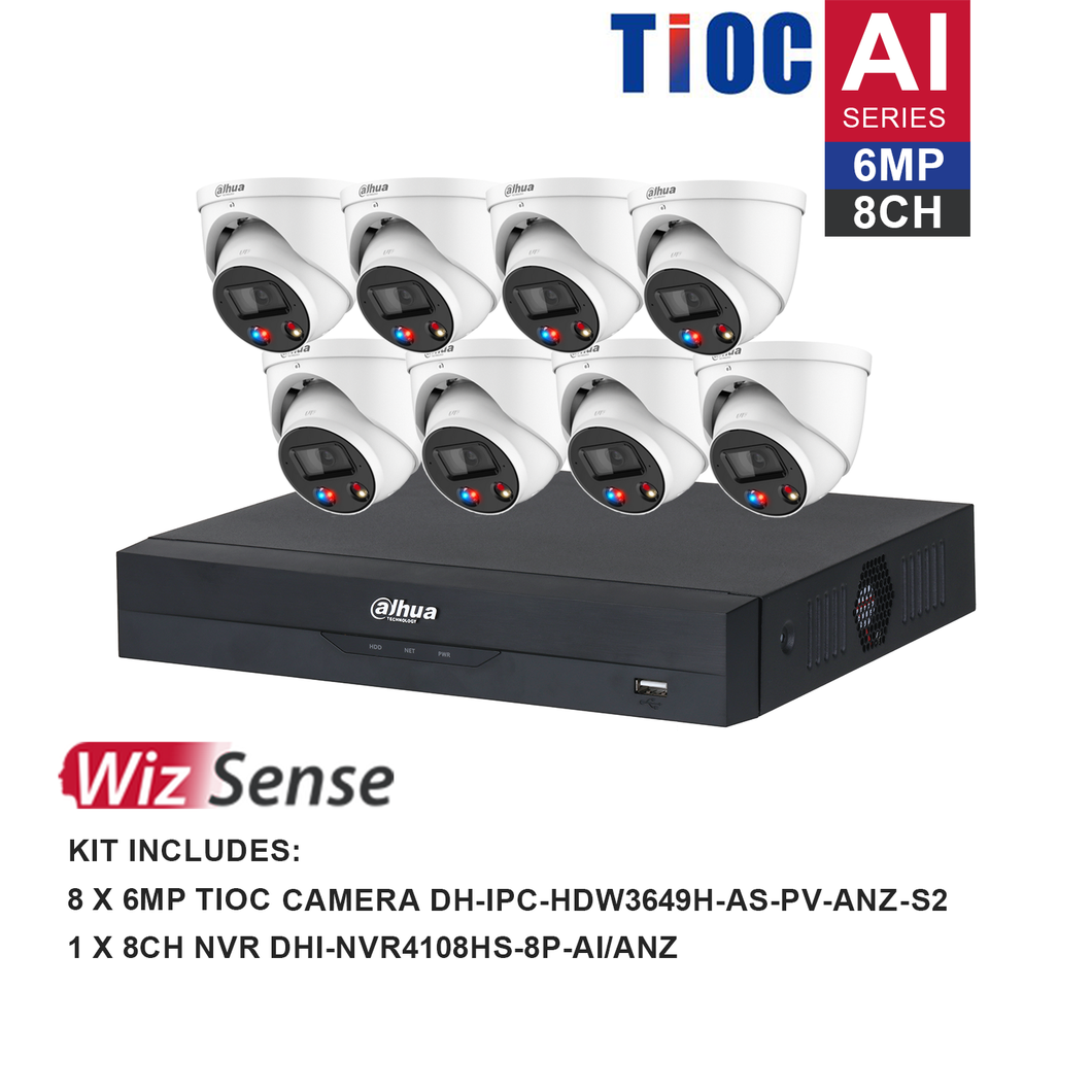 DAHUA 6MP 8CH KIT WITH 8*TIOC CAMERAS (NO HDD INCLUDED: OPTIONAL)