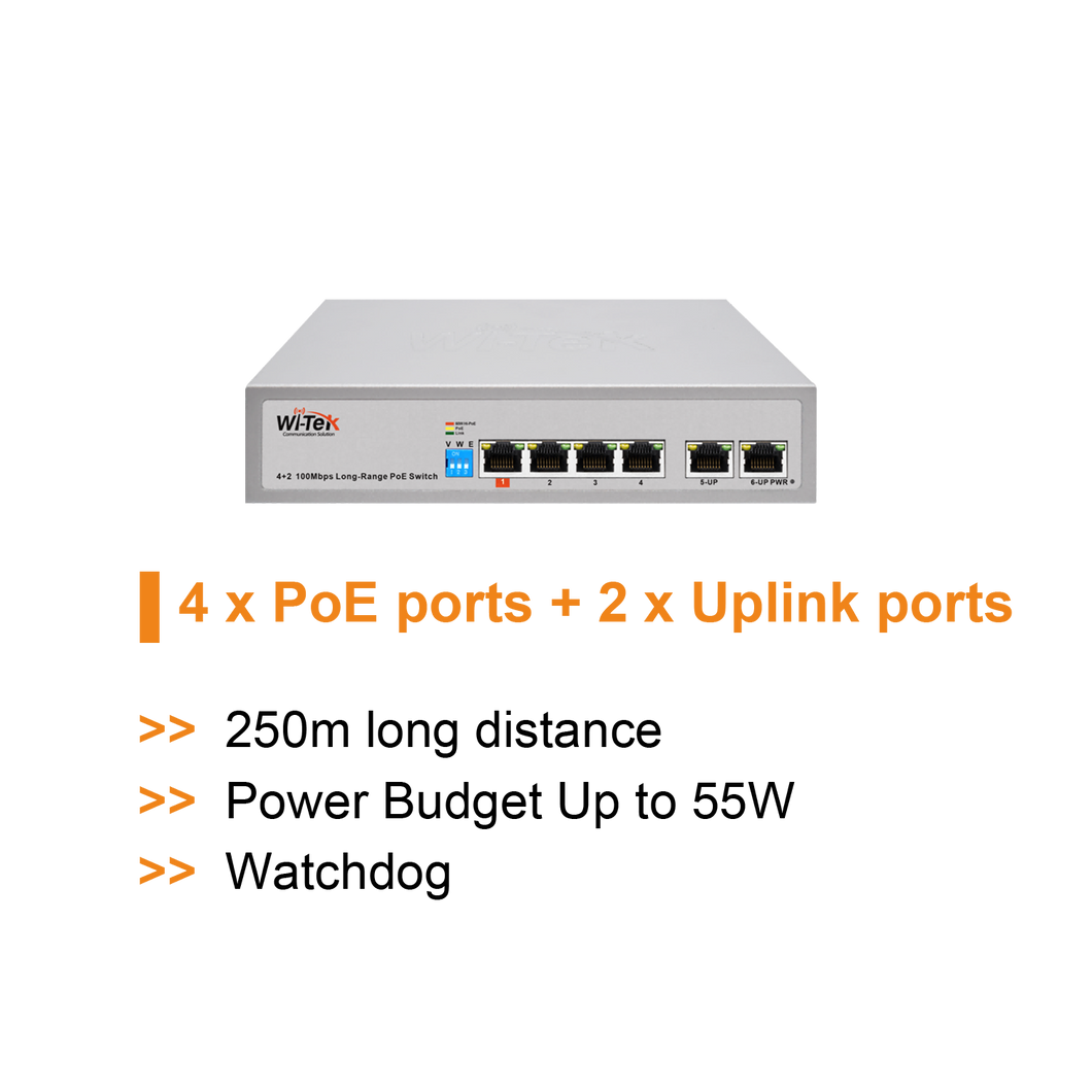 WI-TEK ECONOMIC 4 PORTS POE SWITCH