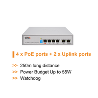 WI-TEK ECONOMIC 4 PORTS POE SWITCH