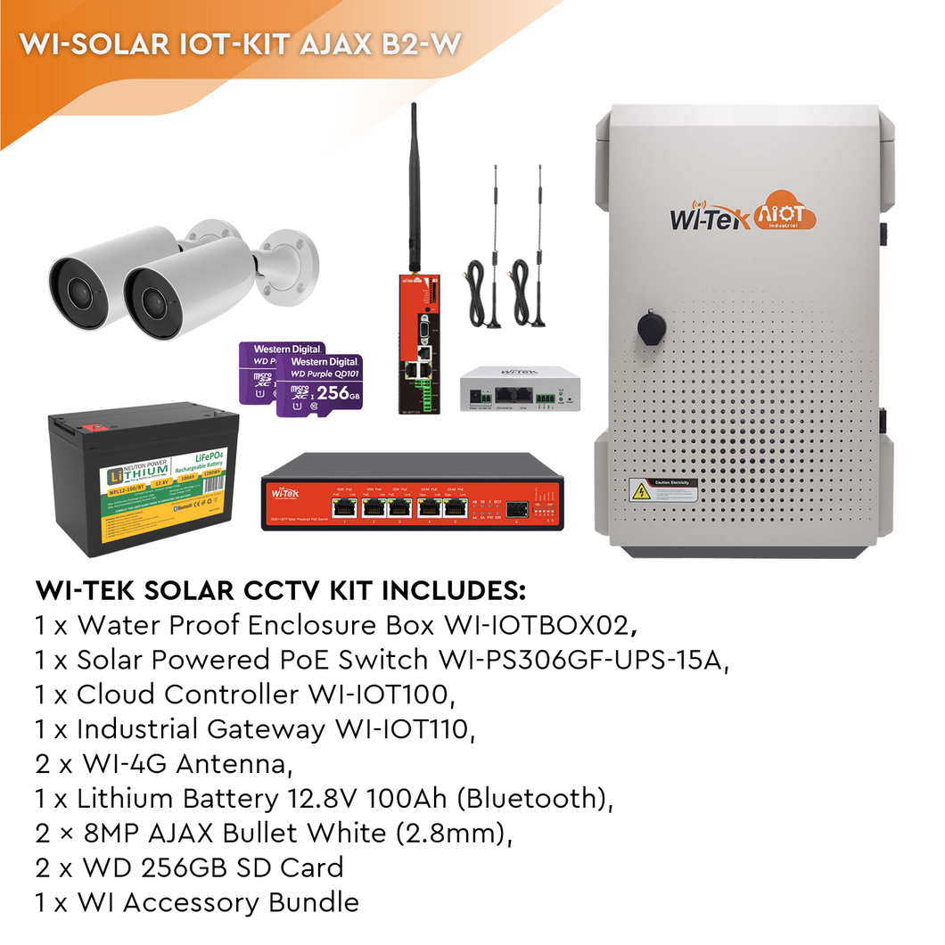 WI-SOLAR IOT BOX KIT WITH 2 X AJAX BULLET CAM WHITE