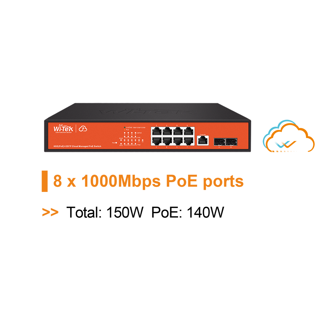 WI-TEK GIGA CLOUD MANAGED 8 PORTS POE SWITCH