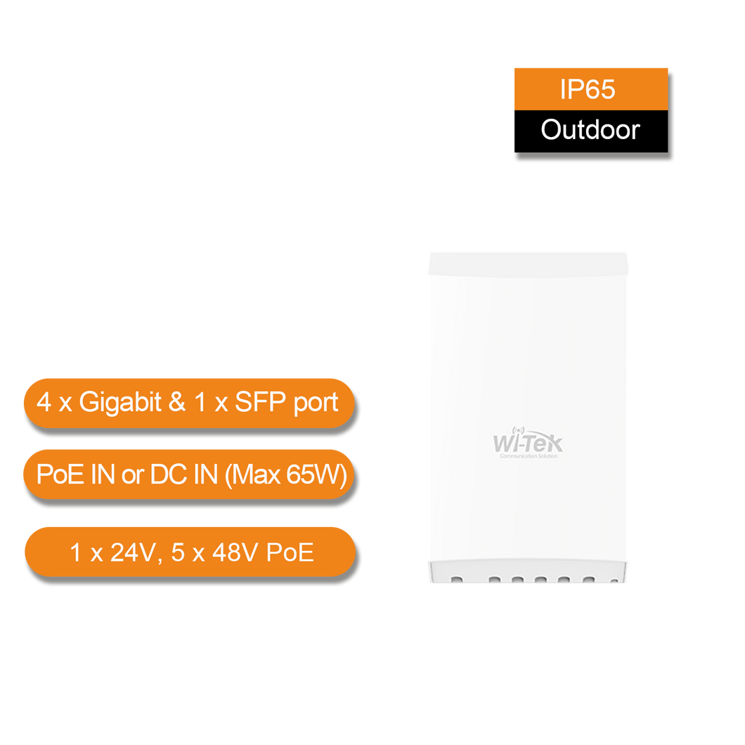 WI-TEK OUTDOOR GIGA 4 PORTS POE SWITCH