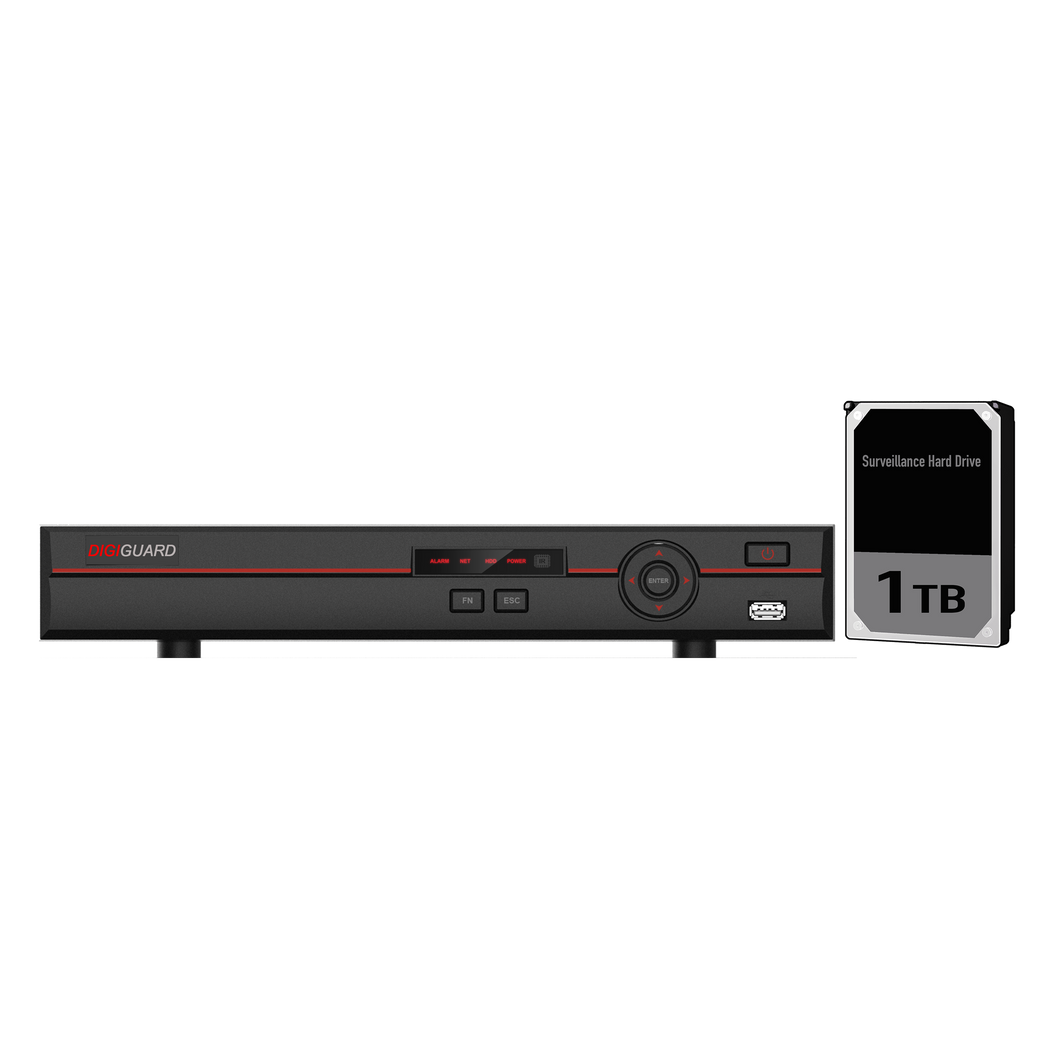 DIGIGUARD 4CH XVR DVR WITH 1TB INSTALLED