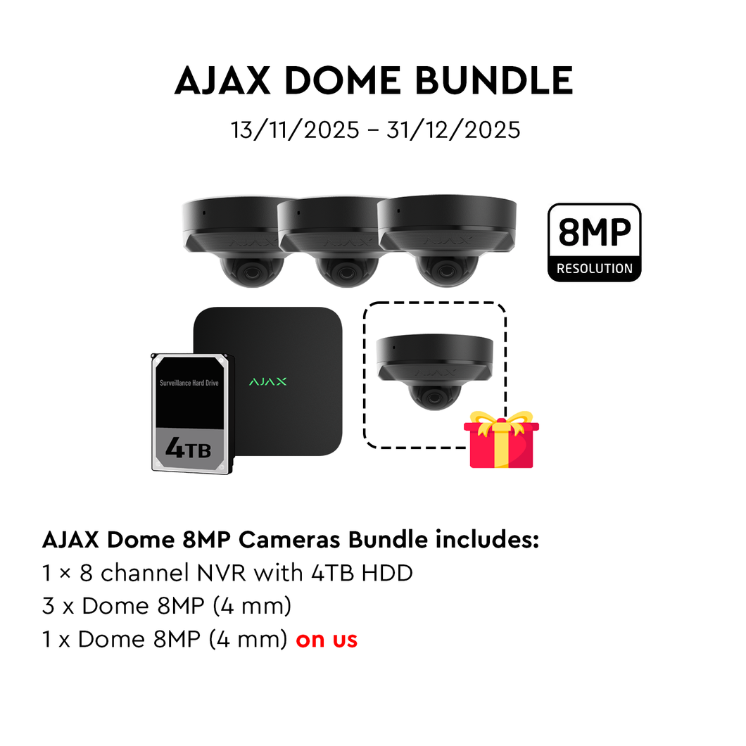 AJAX 8CH NVR 4MM 8MP Dome Black Kit