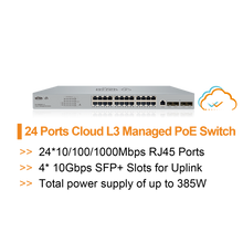 Load image into Gallery viewer, WI-TEK L3 MANAGED 24 PORT  CLOUD POE SWITCH
