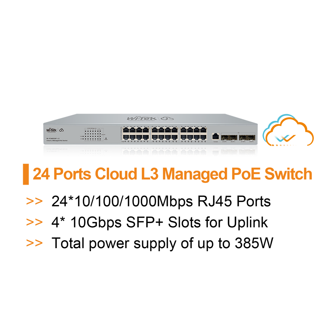 WI-TEK L3 MANAGED 24 PORT  CLOUD POE SWITCH