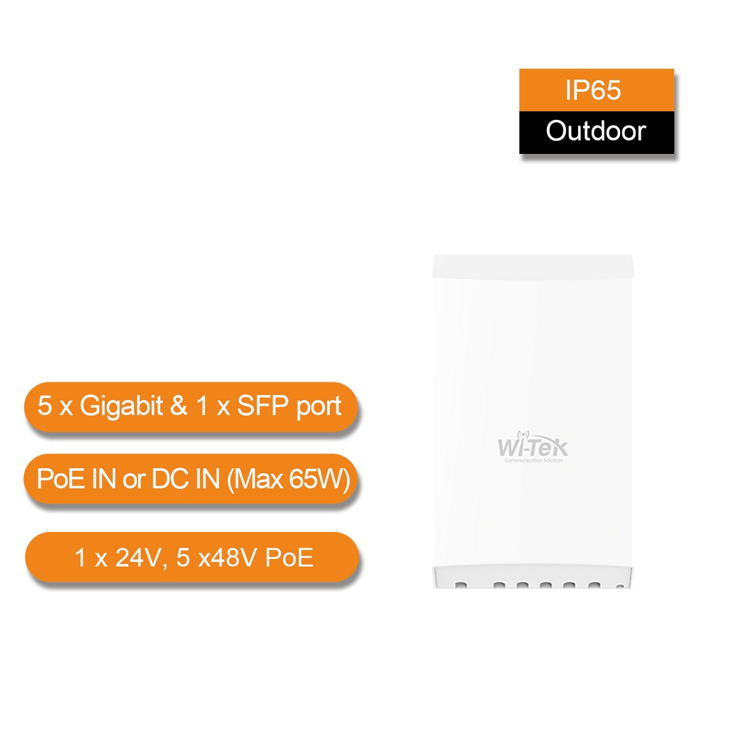 WI-TEK OUTDOOR GIGA 4 PORTS POE SWITCH