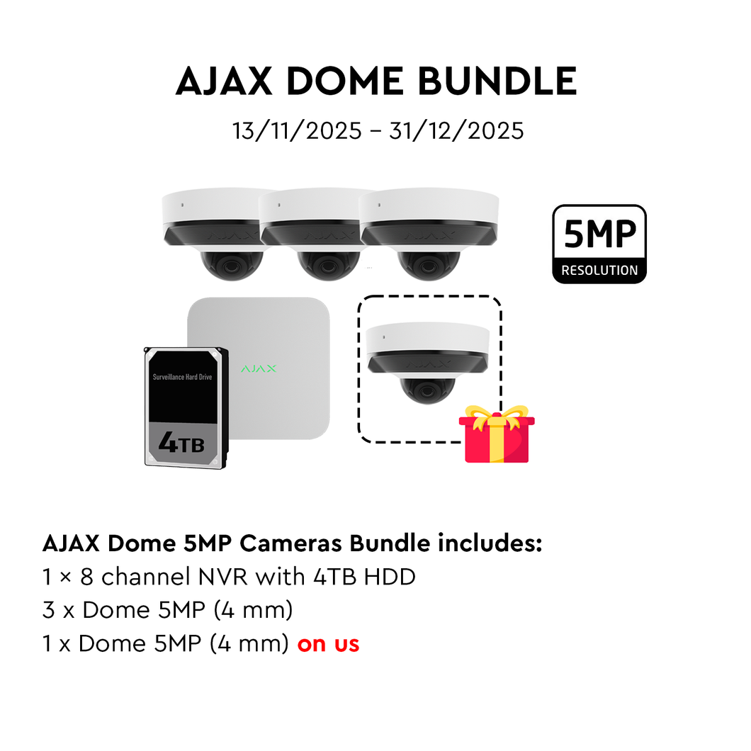 AJAX 8CH NVR 4MM 5MP Dome White Kit
