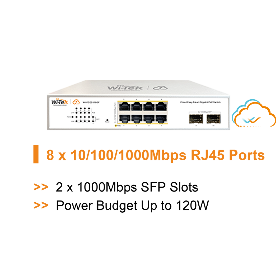 WI-TEK GIGABIT 8 PORT CLOUD POE SWITCH