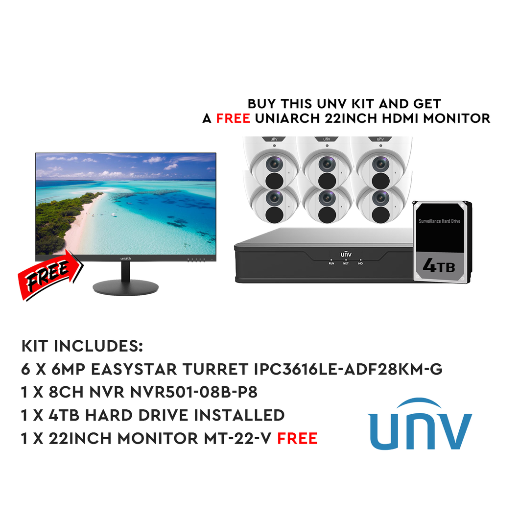 6MP UNV 8CH KIT WITH FREE 22INCH MONITOR