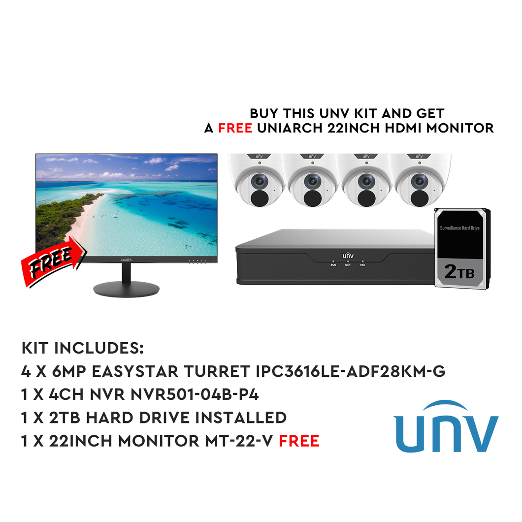 6MP UNV 4CH KIT WITH FREE 22INCH MONITOR