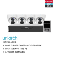 UNIARCH 8MP 8CH KIT WITH 4*TURRET CAMERAS
