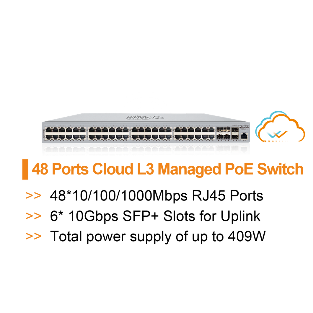 WI-TEK L3 MANAGED 48 PORT CLOUD POE SWITCH
