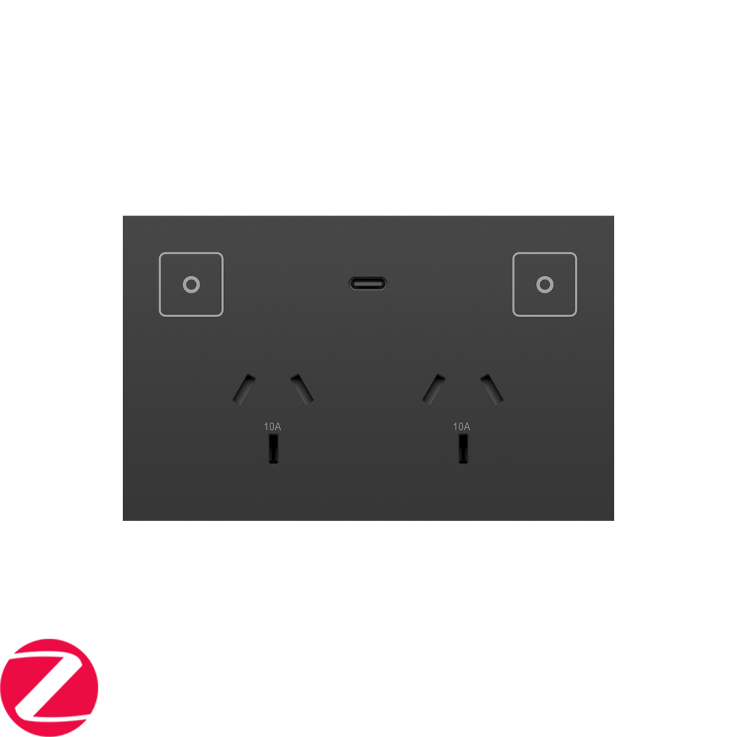 Konec Double Socket Power Point Plastic Black