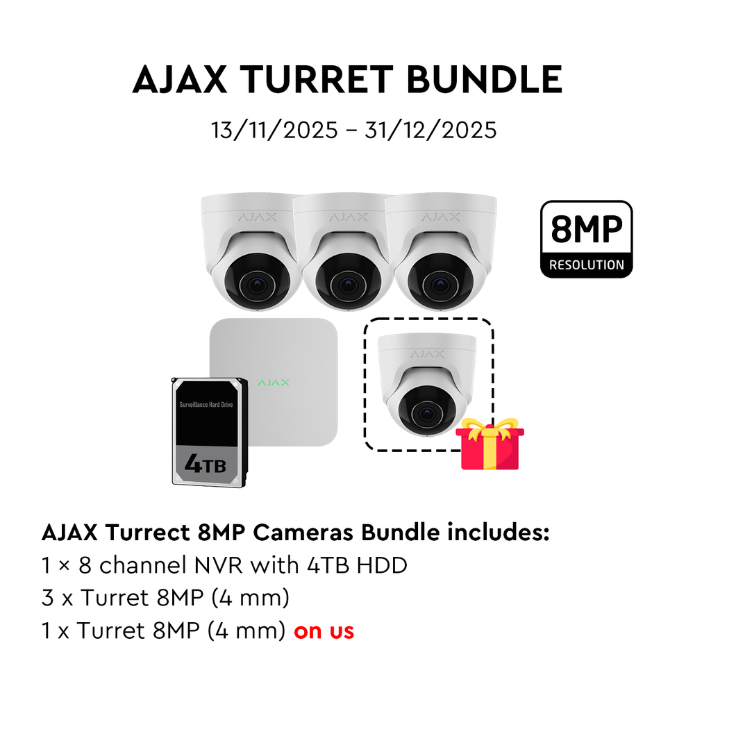 AJAX 8CH NVR 4MM 8MP Turret White Kit