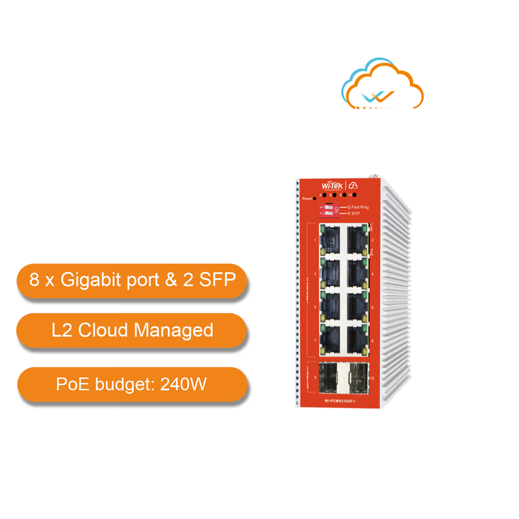 WI-TEK INDUSTRIAL CLOUD 8 PORTS POE SWITCH