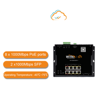 WI-TEK INDUSTRIAL CLOUD 8 PORTS FLAT-TYPE POE SWITCH
