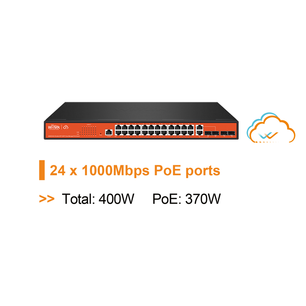 WI-TEK GIGA CLOUD MANAGED 24 PORTS POE SWITCH