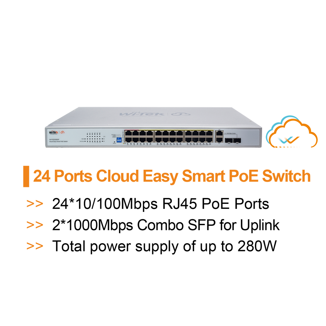WI-TEK 24 PORTS EASY CLOUD POE SWITCH