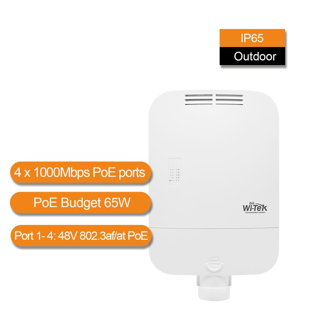 WI-TEK OUTDOOR GIGA 4 PORTS POE SWITCH