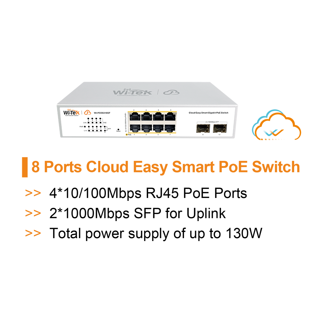 WI-TEK GIGABIT 8 PORT CLOUD POE SWITCH