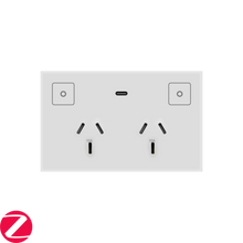 Load image into Gallery viewer, Konec Double Socket Power Point Glass White
