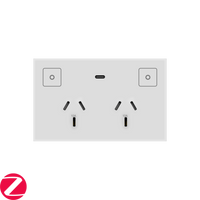 Konec Double Socket Power Point Glass White
