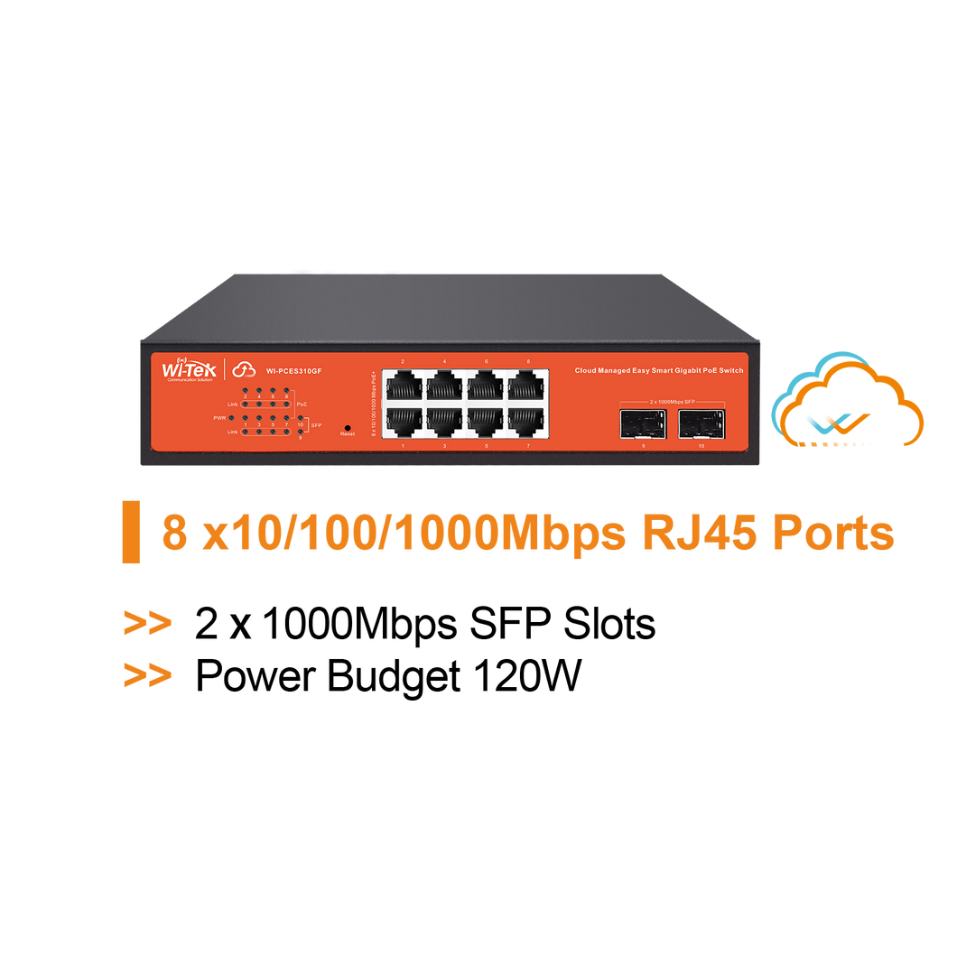 WI-TEK CLOUD EASY SMART 8 PORTS POE SWITCH